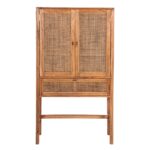 Jasmine Tall Storage Cabinet 90cm 2 Door 1 Drawer Mindi Wood Rattan - Brown