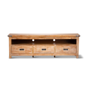 Gloriosa ETU Entertainment TV Unit 170cm 3 Drawer Solid Mango Wood - Honey Wash