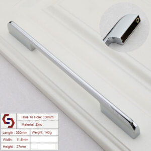 Zinc Kitchen Cabinet Handles Drawer Bar Handle Pull silver color hole to hole size 320mm