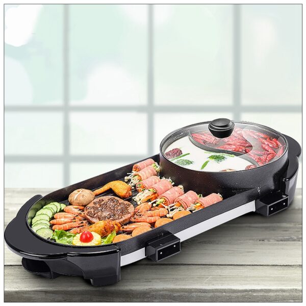 2 in 1 BBQ Barbecue Electronic Pan Grill Teppanyaki Hot Pot Hotpot Steamboat