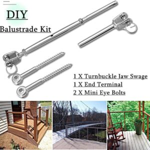 Wire Rope DIY Balustrade Kit Jaw/Swage Fork Terminal Eye Bolts Turnbuckle