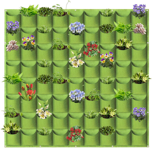 72 Pockets Wall Hanging Planter Planting Grow Bag Vertical Garden Vegetable Flower Green