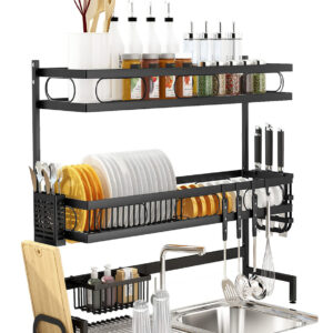 65cm 3 tier Over Single Sink Dish Drying Rack Drainer Kitchen Cutlery Holder Storage Organizer