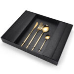 16-Piece Stainless Steel Gold Color Set  Knife Fork Spoon Flatware Set Cutlery Set