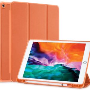 IPad 10.2 2019 7th Pencil Holder Slim Smart TPU Soft Case Orange