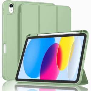 iPad 10th Case 10.9 Inch 2022 with Pencil Holder  Smart iPad Case with Soft TPU Auto Wake Sleep Green