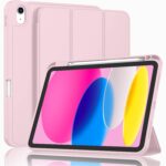 iPad 10th Case 10.9 Inch 2022 with Pencil Holder  Smart iPad Case with Soft TPU Auto Wake Sleep Pink