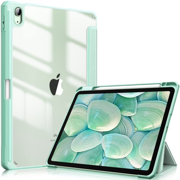 iPad 10th Case 10.9 Inch 2022 with Pencil Holder  Smart iPad Clear Case with Soft TPU Auto Wake Sleep Green