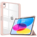 iPad 10th Case 10.9 Inch 2022 with Pencil Holder  Smart iPad Clear Case with Soft TPU Auto Wake Sleep Pink