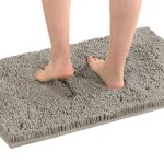 Bath Mat Rug Bathroom Extra Soft Absorbent Rugs Non Slip Quick Dry Grey