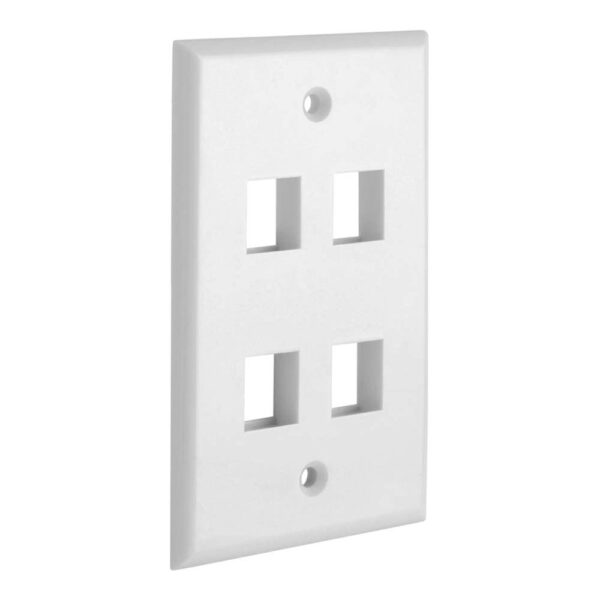 4 Port QuickPort outlet Wall Plate face plate  four Gang White