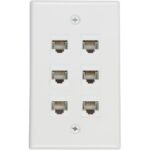 Ethernet Wall Plate 6 Port Cat6 Ethernet Cable Wall Plate Adapter