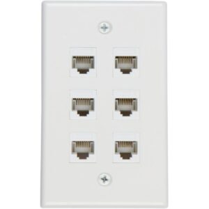 Ethernet Wall Plate 6 Port Cat6 Ethernet Cable Wall Plate Adapter