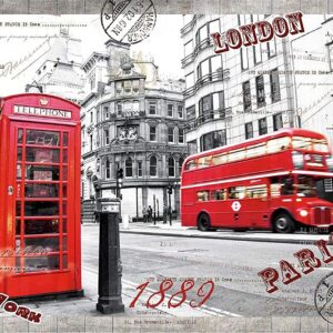 Jigsaw Puzzles 1000 Pieces for Adults London Impression Red Bus Telephone Booth Large Difficult Puzzles