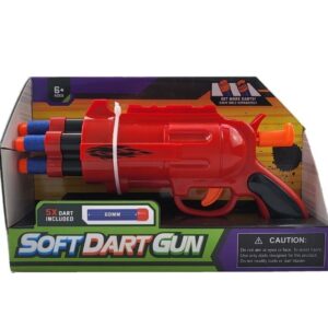 Soft Dart Red Gun for Children (Includes 5 Soft Darts) 6+