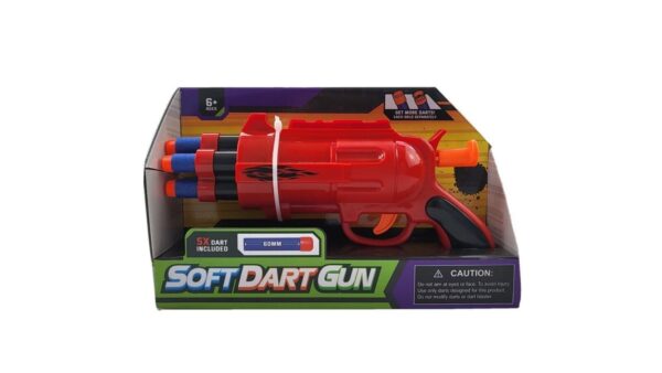 Soft Dart Red Gun for Children (Includes 5 Soft Darts) 6+