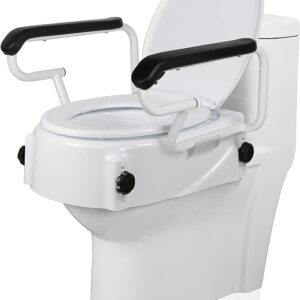 Toilet Seat Riser with Flip Up Handles Raised Toilet Safety Seat for Elderly