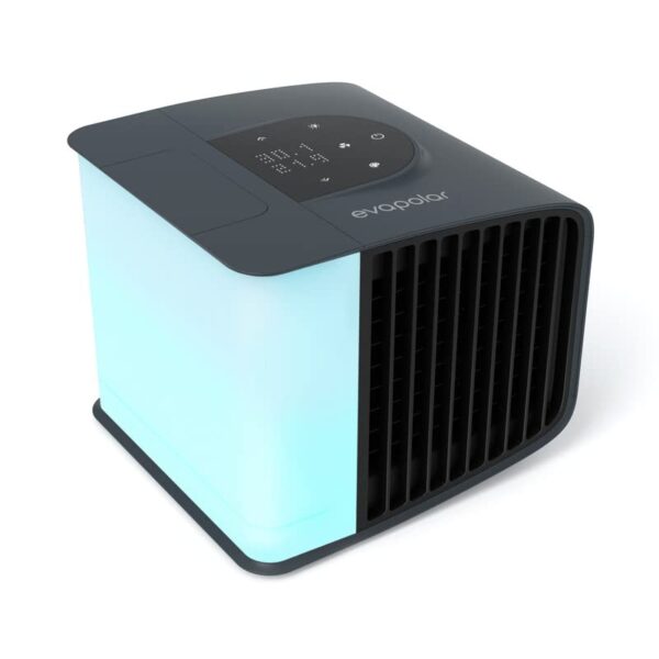 evaSMART Personal Portable Air Cooler and Humidifier with Alexa Support and Mobile App  for Home and Office  with USB Connectivity and Built-in LED Light  Black (EV-3000)