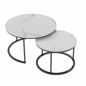 - Executive Stone Nested Coffee Table Set - White & White