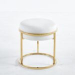 - Soho White Velvet & Gold Ottoman Footstool