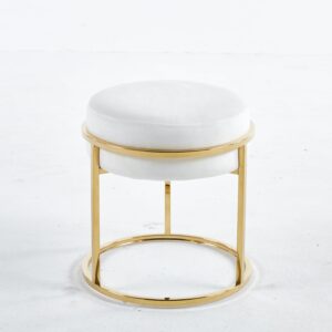 - Soho White Velvet & Gold Ottoman Footstool