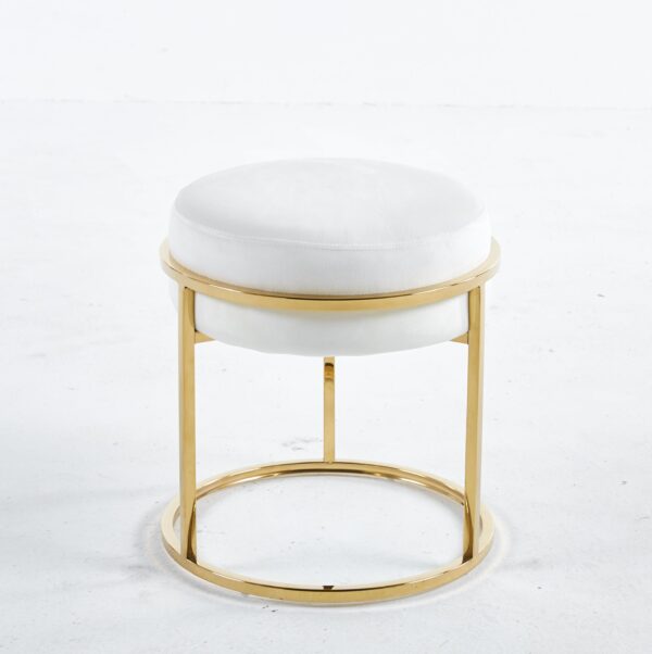 - Soho White Velvet & Gold Ottoman Footstool