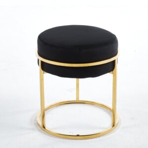 - Soho Black Velvet & Gold Ottoman Footstool