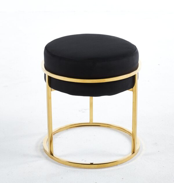 - Soho Black Velvet & Gold Ottoman Footstool