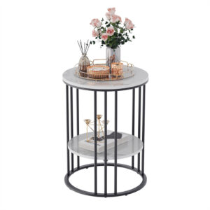 - Cleo Black Two Shelf Stone Side Table