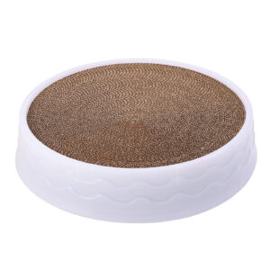 Pawfriends Cat Claw Plate Wear-Resistant Replaceable Round Corrugated Paper Pet Toy White