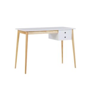 Desk with Drawer in White & Natural