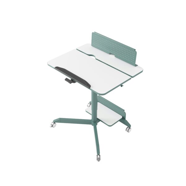 Mobile Home Office Sit and Stand Desk With Tilting Desktop