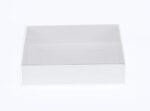 100 Pack of White Card Box - Clear Slide On Lid - 17 x 25 x 5cm -  Large Beauty Product Gift Giving Hamper Tray Merch Fashion Cake Sweets Xmas