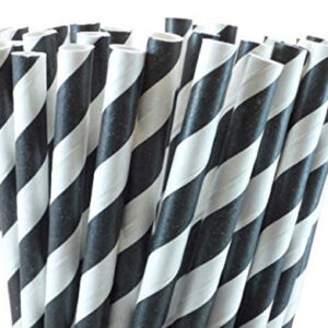 50 Pack Black White Drinking Straws Biodegradable Eco Paper Birthday Party Event Bistro Bar Cafe Take Away