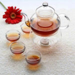 10 Wholesale Sets of Gongfu Chinese Ceremony Tea Set - 6 Glass cups with Infuser and Tealight Candle Pot Warmer