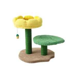 2 Level Yellow Camelia Flower Cat Scratching Tree