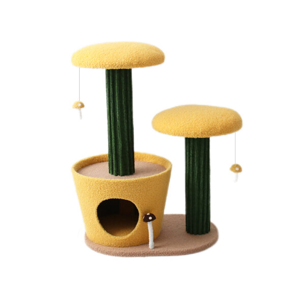 2-Level Yellow Mushroom Cat Scratching Tree