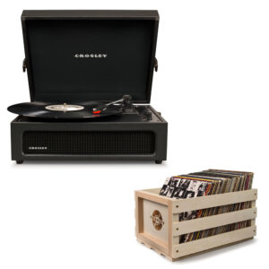 Voyager Black - Bluetooth Portable Turntable  & Record Storage Crate