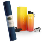 Jade Yoga Harmony Mat - Midnight & Iron Flask Wide Mouth Bottle with Spout Lid  Fire  32oz/950ml Bundle