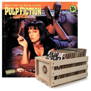 Record Storage Crate &  Various Artists Pulp Fiction - Vinyl Album Bundle