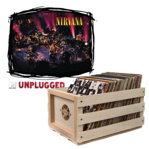 Record Storage Crate & Nirvana MTV Unplugged Vinyl Album Bundle