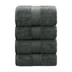 Linenland 4 Piece Cotton Bath Towels Set - Charcoal