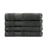 Linenland Bath Towel Set - 4 Piece Cotton Washcloths - Charcoal