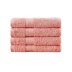 Linenland Bath Towel 4 Piece Cotton Hand Towels Set - Coral