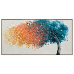 140X70cm Chromatic  Dark Wood Framed Hand Painted Canvas Wall Art