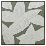 100X100cm Emerald Oasis: Leaves of Serenity Champagne Framed Hand Painted Canvas Wall Art