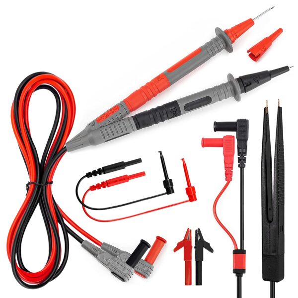 KAIWEETS Soft Silicone Electrician  Leads Kit CAT III 1000V & CAT IV 600V with Alligator Clips and Needle Probe for Fluke/AstroAI/INNOVA Multimeter Electronic Clamp Meter 9PCS