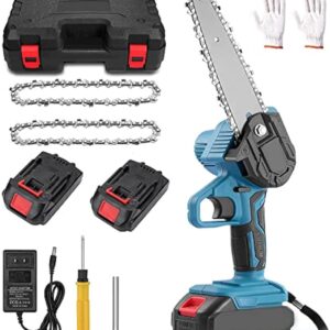 Mini Chainsaw Cordless  6 Inch Handheld Electric Power Chainsaw with 2 Batteries