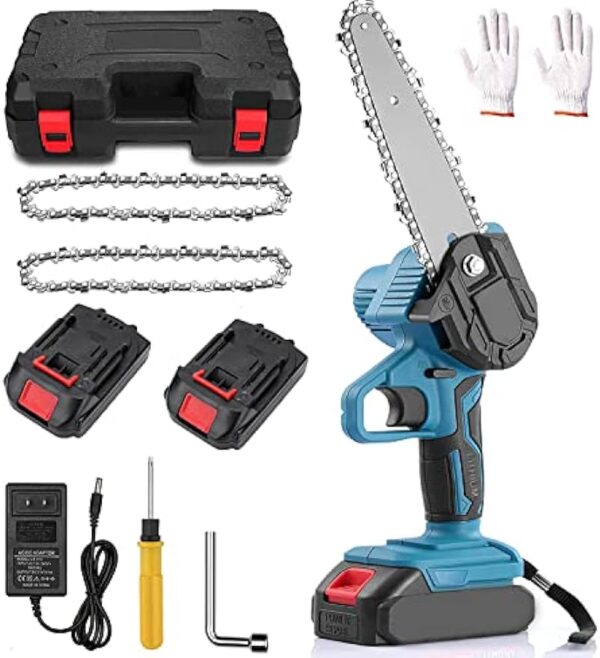 Mini Chainsaw Cordless  6 Inch Handheld Electric Power Chainsaw with 2 Batteries