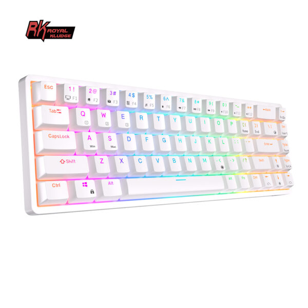 RK68 Wireless Hot Swap White 65% Mechanical Keyboard  Red Switch